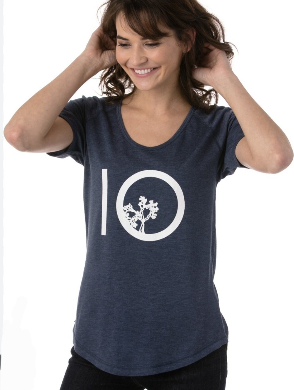 Tentree Blue Graphic Scoop Neck Tee
